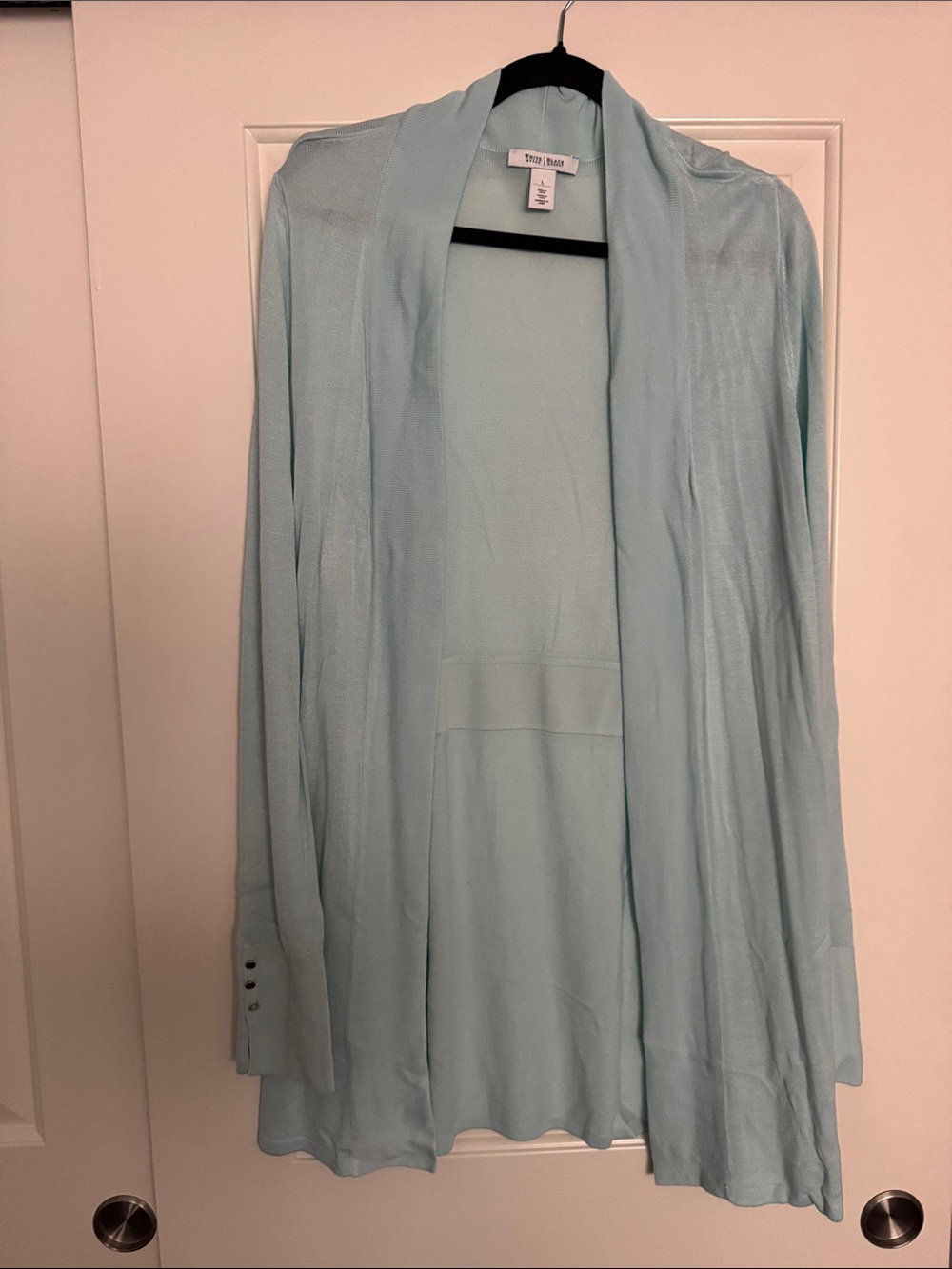 White House Black Market Light Sea Foam Green/Blue Open Front Cardigan